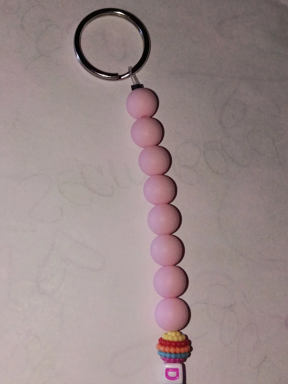 Pink Beaded Keychain